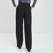 Pantalon évasé à pinces noir femme