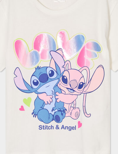 T-shirt manches courtes coton Stitch blanc fille