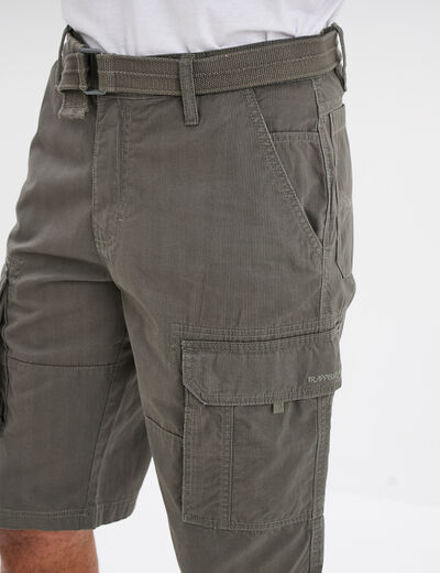 Bermuda cargo côtelé ceinturé Trappeur gris homme