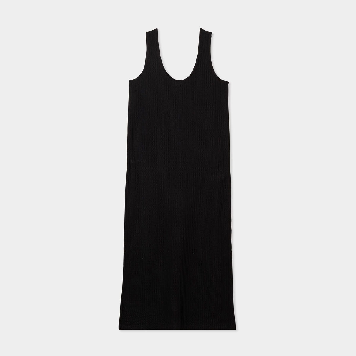 Robe longue en crochet bretelles larges noir femme