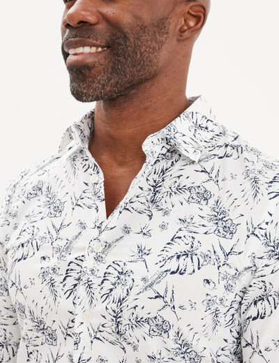 Chemise ajustée col français ecru homme