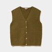 Gilet sans manches col V boutonn&eacute; vert olive femme