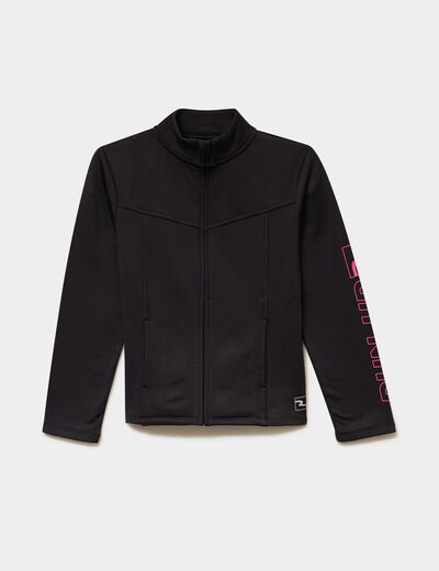 Gilet zipp&eacute; col montant noir fille