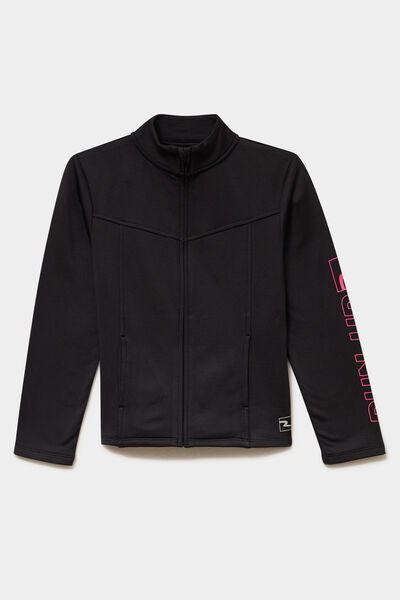 Gilet zipp&eacute; col montant noir fille
