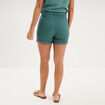 Short en jean slim coton stretch vert fonc&eacute; femme