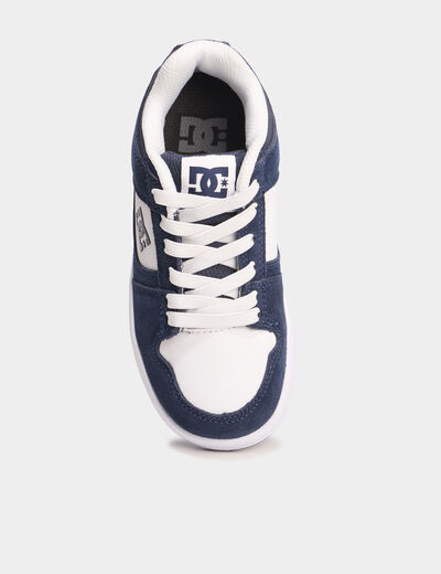 Tennis basses cuir &agrave; lacets bleu gar&ccedil;on
