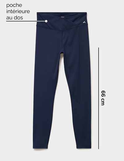 Legging de sport taille haute bleu marine femme
