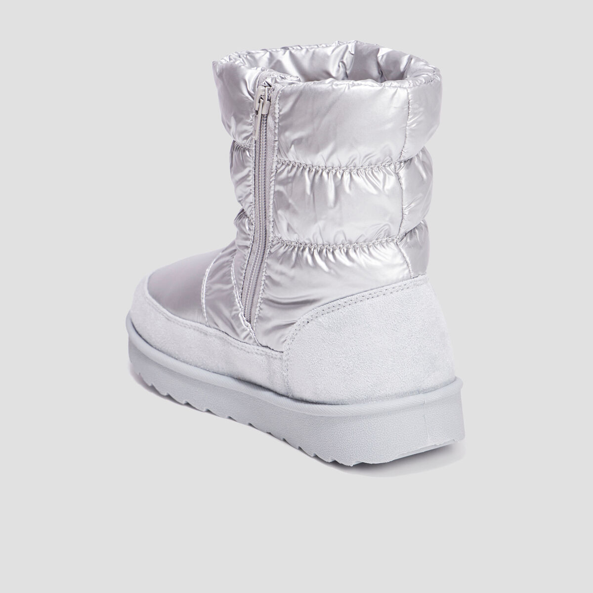 Bottines matelass&eacute;es doubl&eacute;es gris argent femme