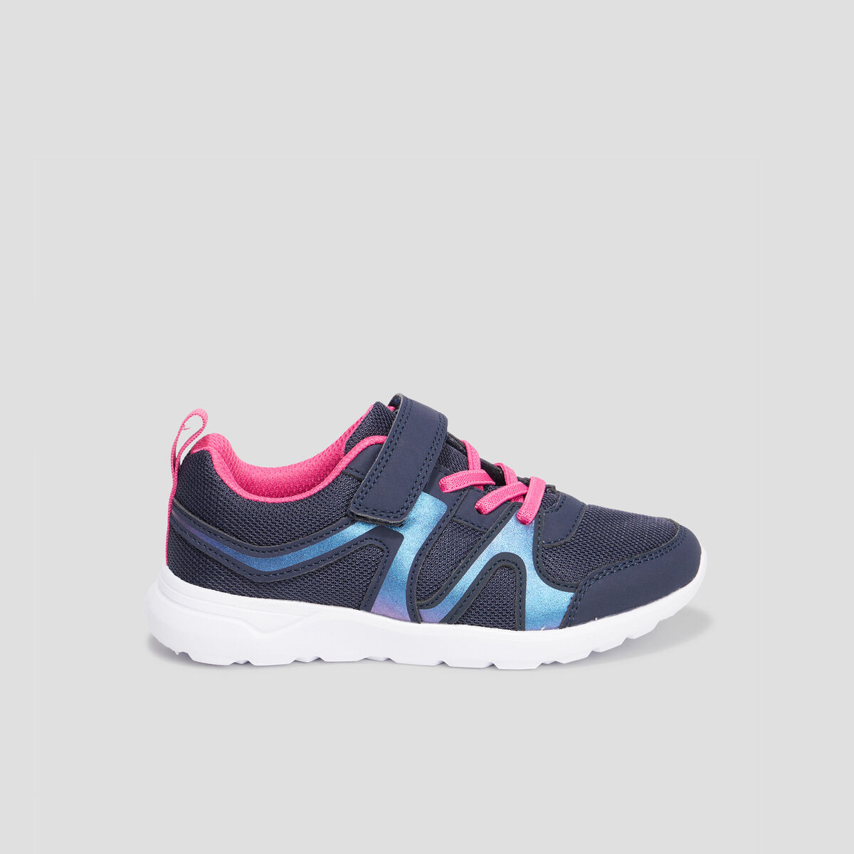 Baskets running à scratchs bleu marine fille