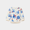 Sweat molleton col rond &eacute;paule boutonn&eacute;e ecru b&eacute;b&eacute; gar&ccedil;on