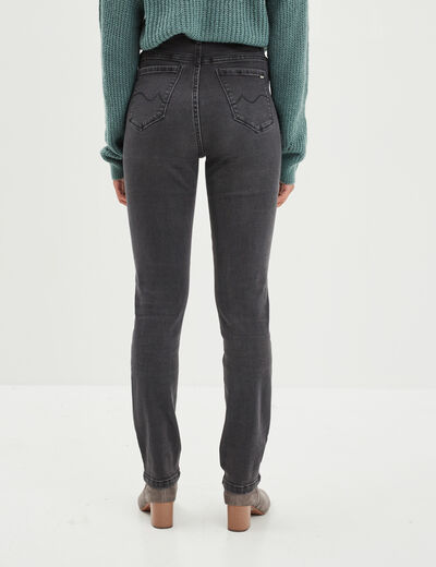 Jeans slim taille haute denim noir femme