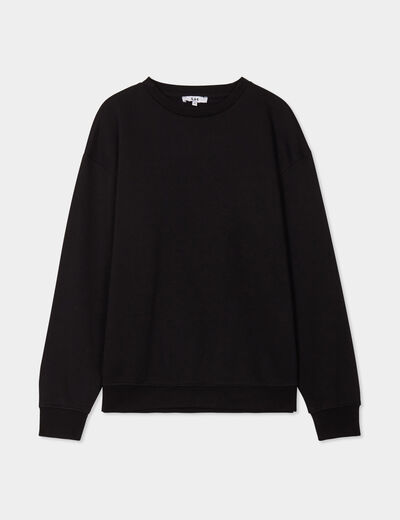 Sweat col rond manches longues noir femme
