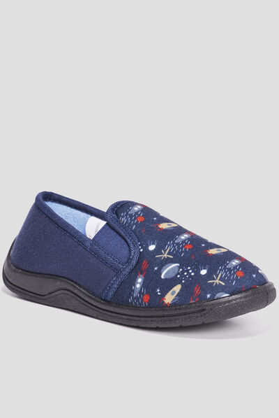 Chaussons emboîtant dessin espace bleu marine garçon