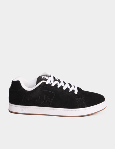 Tennis basses en cuir &agrave; lacets noir homme