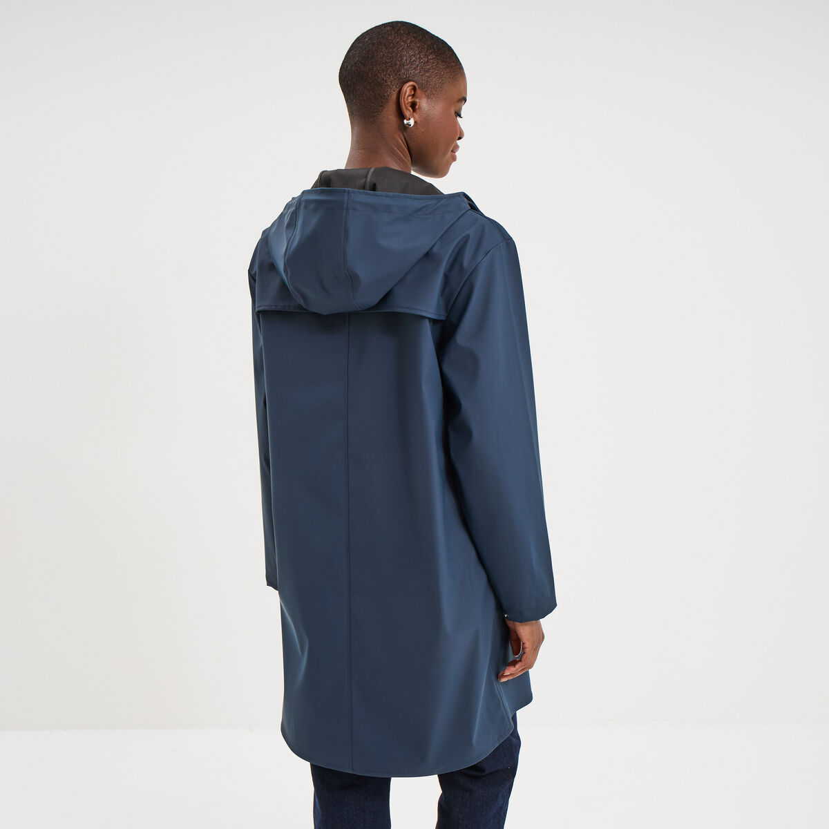 Parka imperm&eacute;able coupe-vent &agrave; capuche bleu marine femme