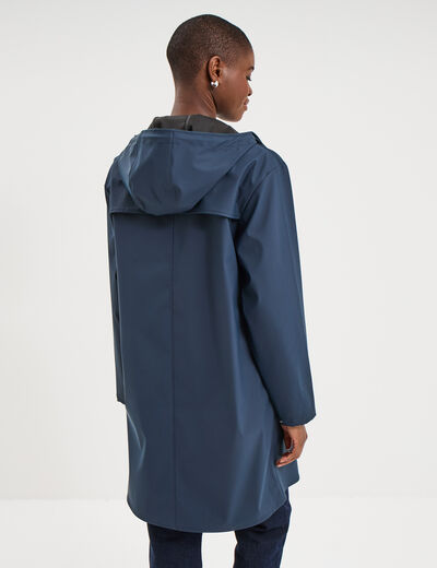 Parka imperm&eacute;able coupe-vent &agrave; capuche bleu marine femme