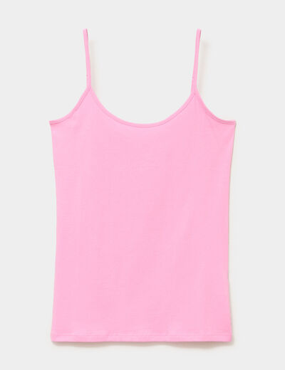 D&eacute;bardeur coton bretelles r&eacute;glables rose femme