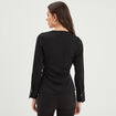 Blouse satin col V cache-coeur Mosquitos noir femme