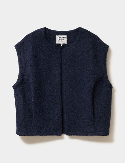 Veste sans manches bleu fonc&eacute; femme