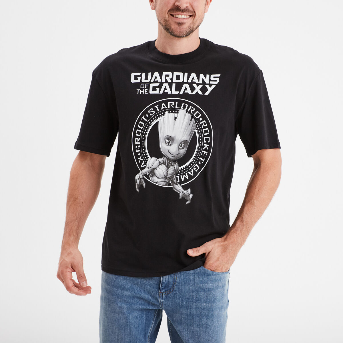 T-shirt Gardiens de la Galaxie Groot noir homme