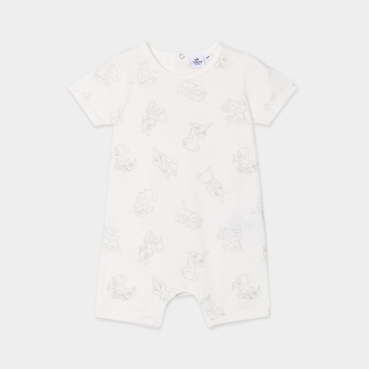 Combinaison manches courtes coton Panpan ivoire bébé garçon
