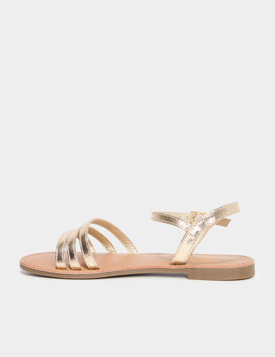 Sandales plates jaune or femme