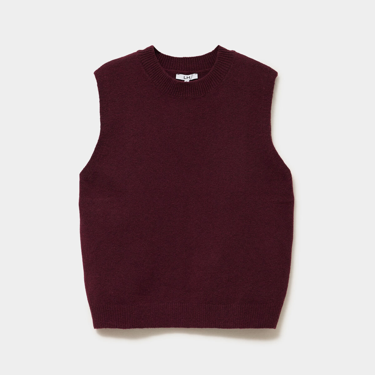 Pull sans manches col rond violet fonc&eacute; femme