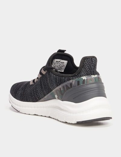 Baskets running lacets élastiqués noir homme