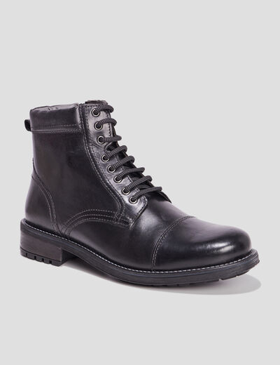 Bottines zippées cuir noir homme