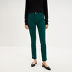 Pantalon slim stretch vert fonc&eacute; femme