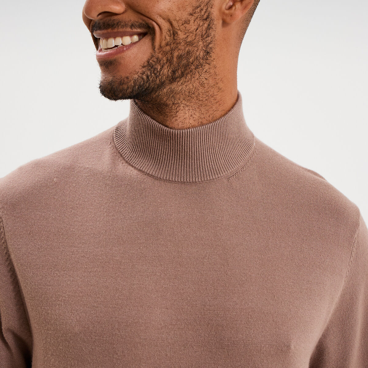Pull col montant manches longues gris homme