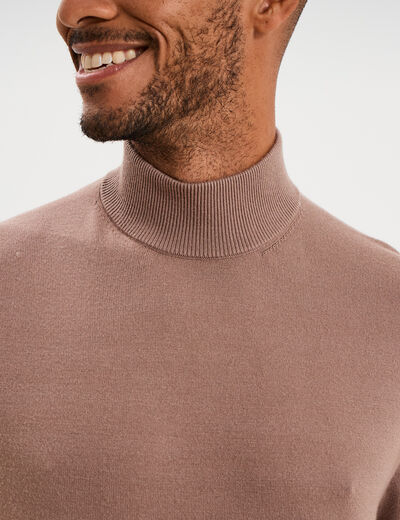 Pull col montant manches longues gris homme