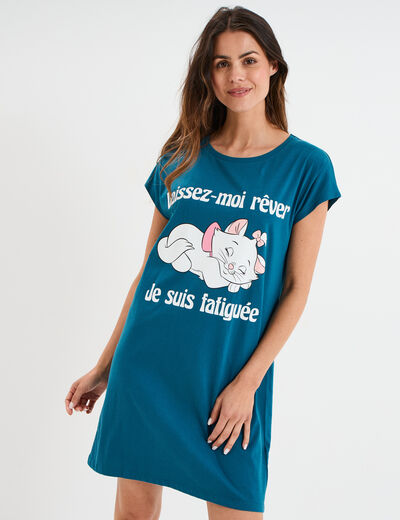 Chemise de nuit coton Aristochats Marie bleu canard femme