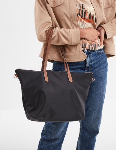 Sac shopper avec bandoulière noir femme