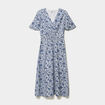 Robe longue empire taille smock&eacute;e blanc femme