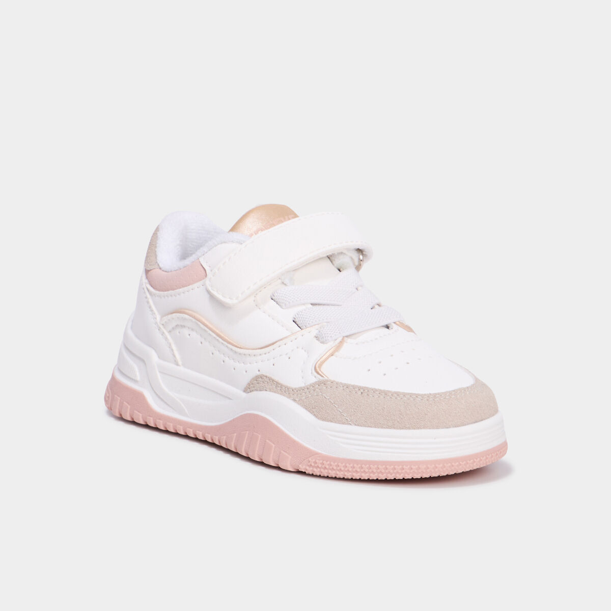 Tennis basses à scratchs blanc fille