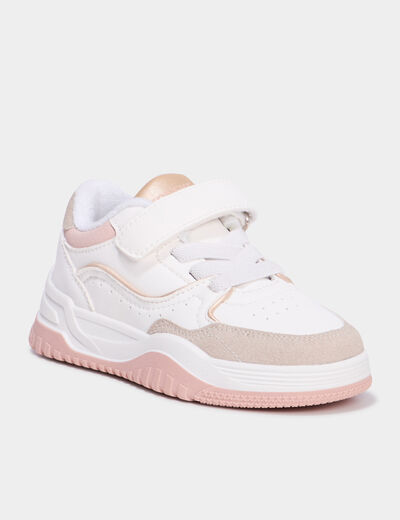 Tennis basses à scratchs blanc fille