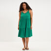 Robe bretelles &agrave; volants longueur genou vert canard femme grande taille