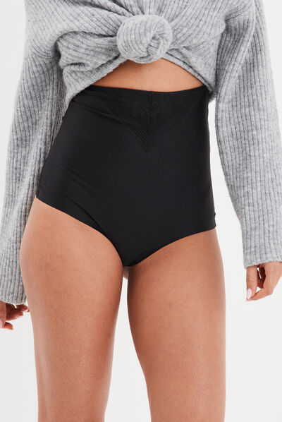 Culotte taille haute gainante dentelle noir femme