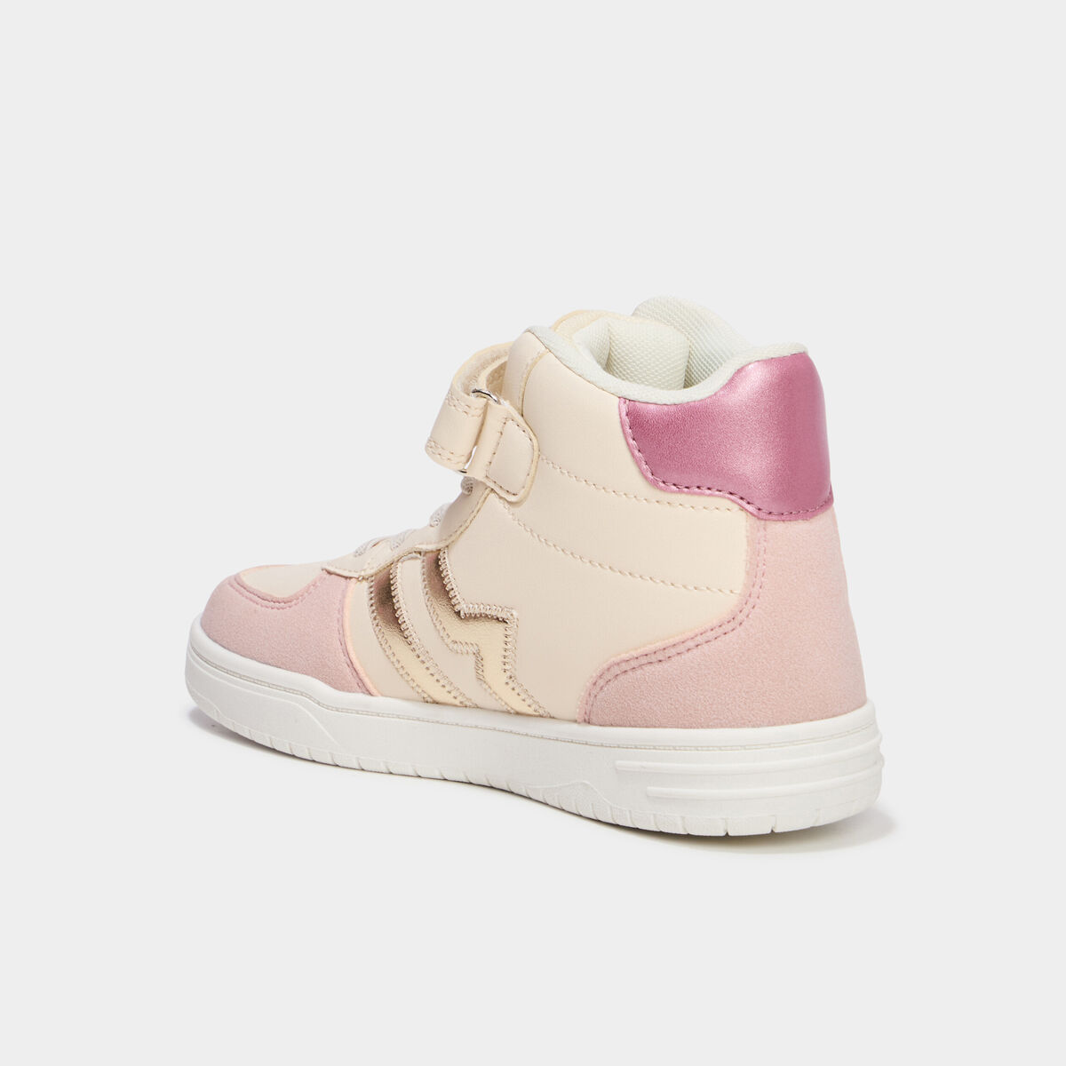 Baskets montantes avec scratchs creme fille