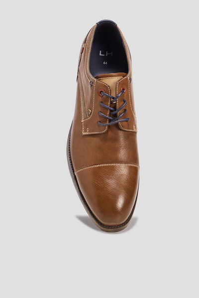 Derbies à lacets bout amande marron homme