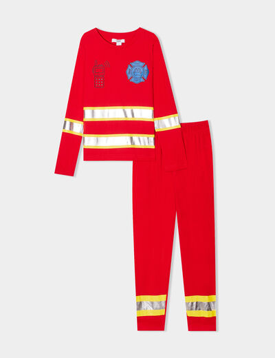 Ensemble pyjama pantalon 2 pièces coton rouge garçon