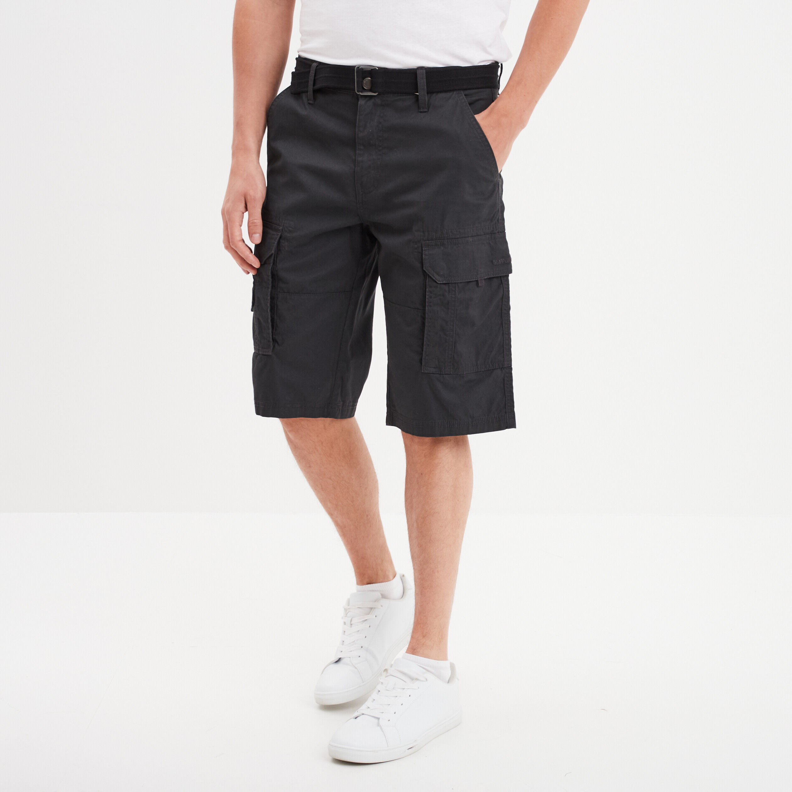Bermuda cargo côtelé ceinturé Trappeur gris foncé homme TRAPPEUR