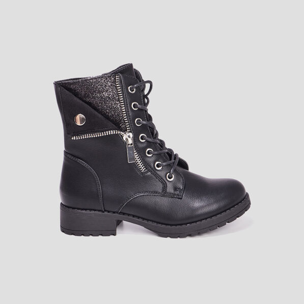 bottines revers zippees et crantees noir fille Bottines revers zippées et crantées noir fille