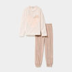 Ensemble pyjama pantalon et t-shirt creme femme