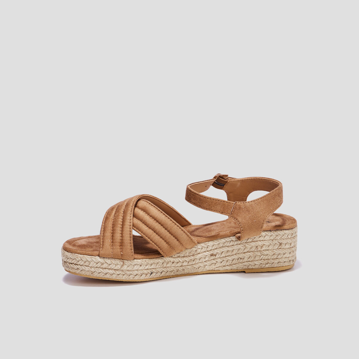 Sandales compensées brides croisées sable femme
