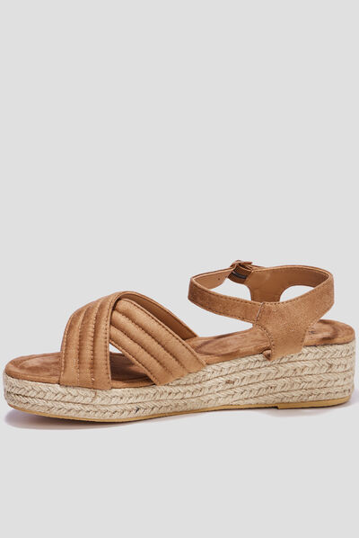Sandales compensées brides croisées sable femme