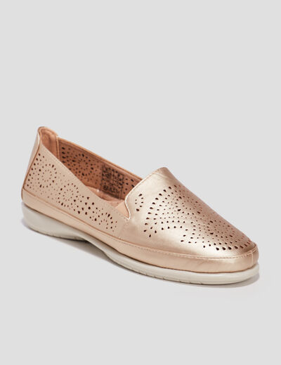 Mocassins perforées jaune or femme