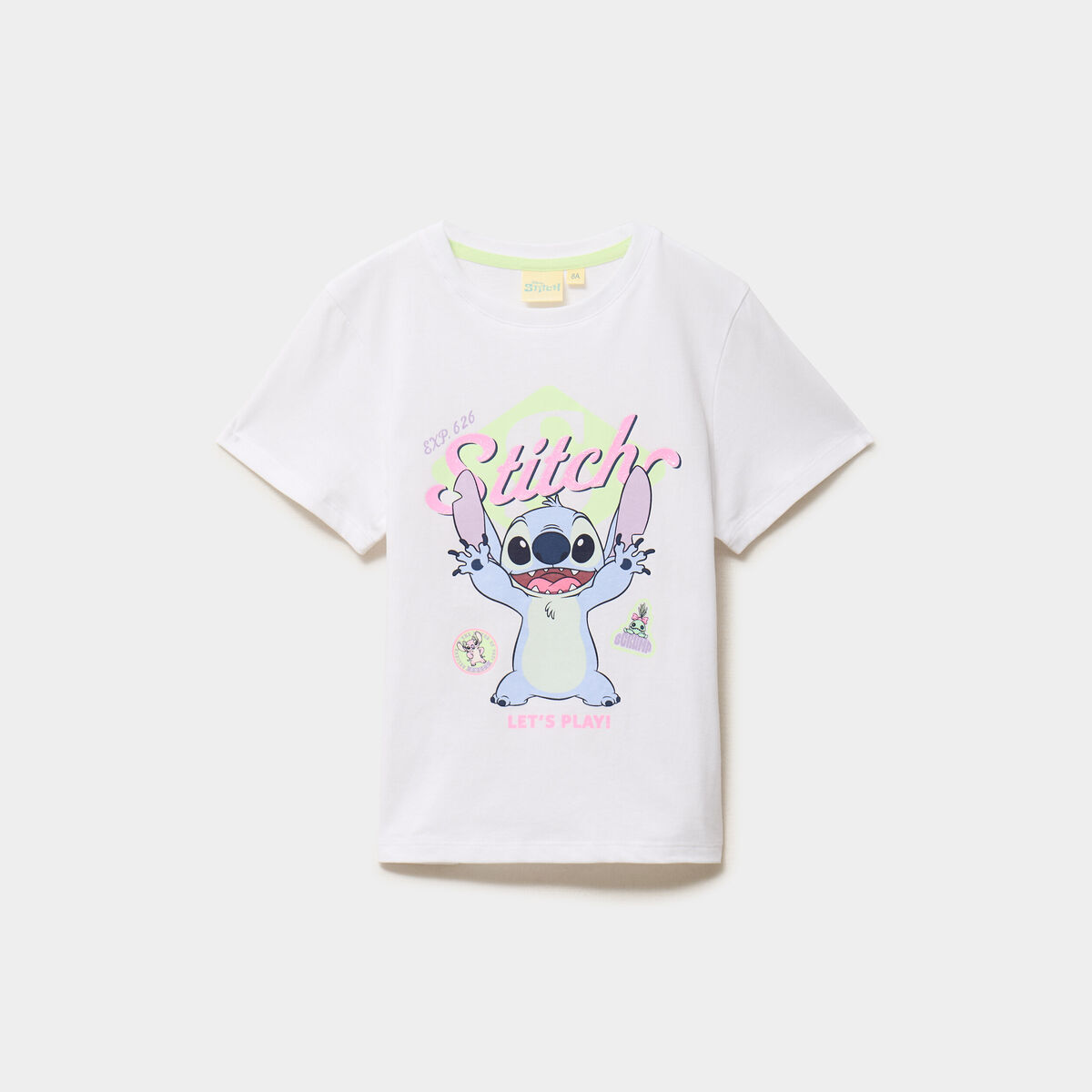 T-shirt manches courtes coton Stitch blanc fille