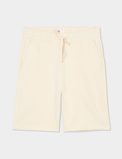 Short de jogging en molleton ecru homme